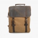 Crazy Horse Leather Canvas Travel  Backpack