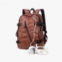 External USB Charge Leather Backpack