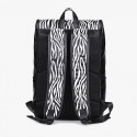 Zebra Leather Laptop Travel Backpack